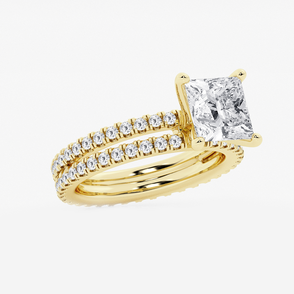 Additional Image 1 for  3 2/5 ctw Princess Lab Grown Diamond Split Double Band Eternity Engagement Ring