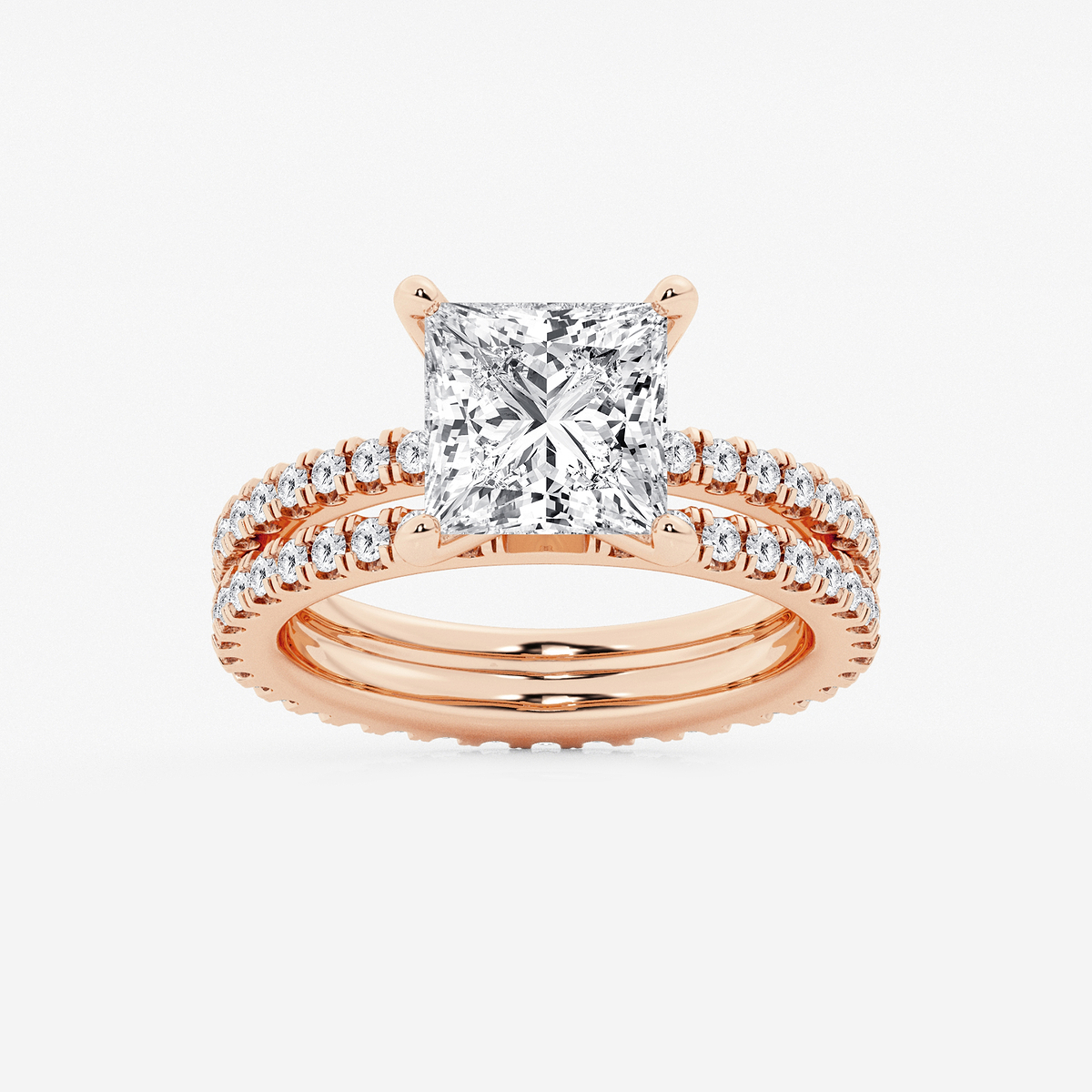 3 7/8 ctw Princess Lab Grown Diamond Split Double Band Eternity Engagement Ring