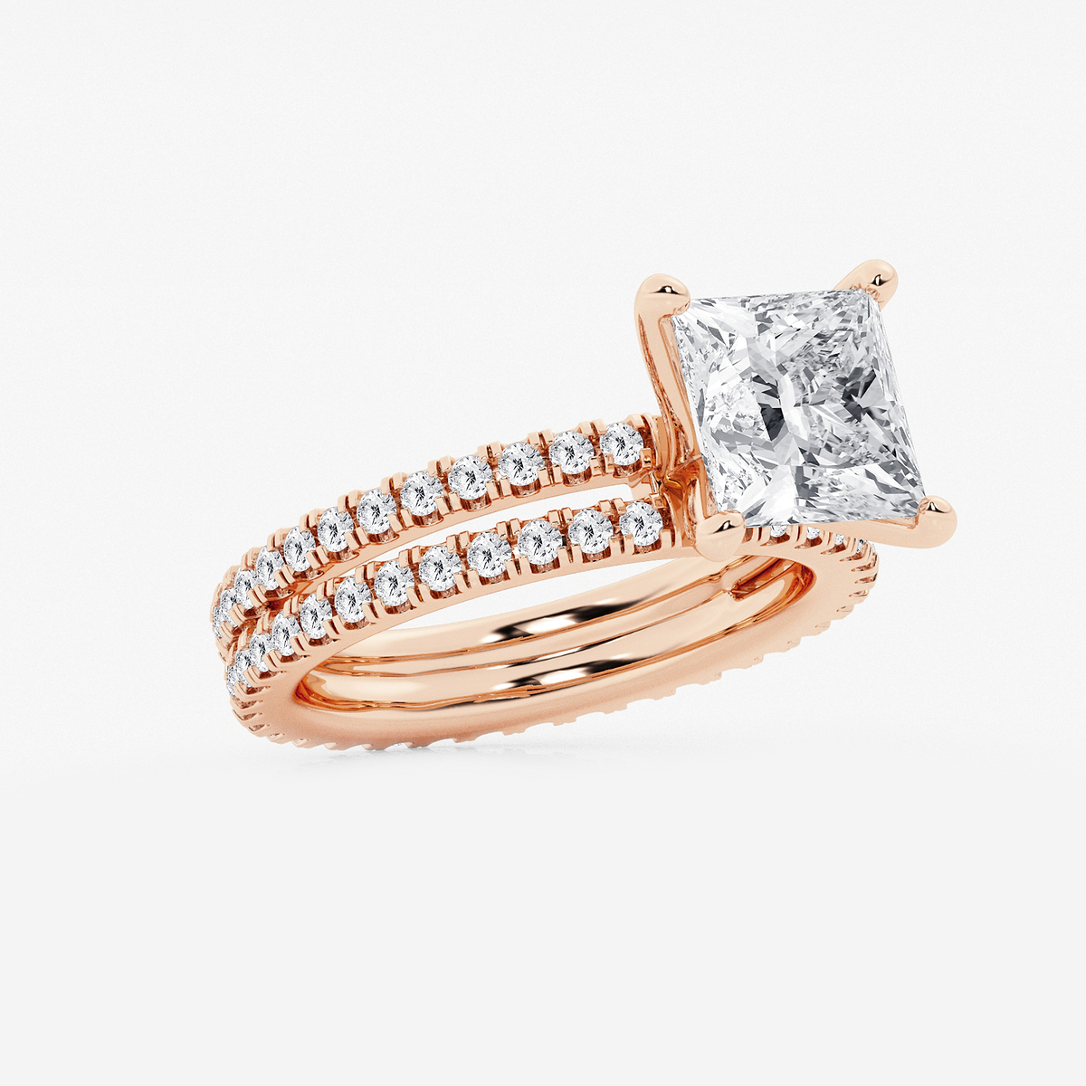 Additional Image 1 for  3 7/8 ctw Princess Lab Grown Diamond Split Double Band Eternity Engagement Ring