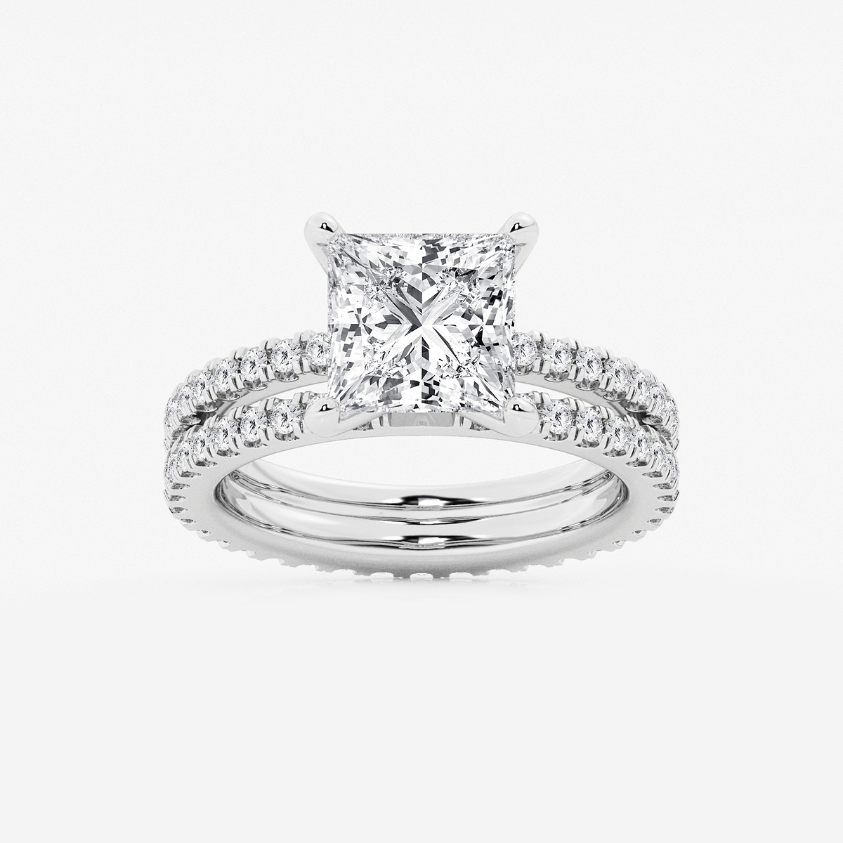 3 7/8 ctw Princess Lab Grown Diamond Split Double Band Eternity Engagement Ring