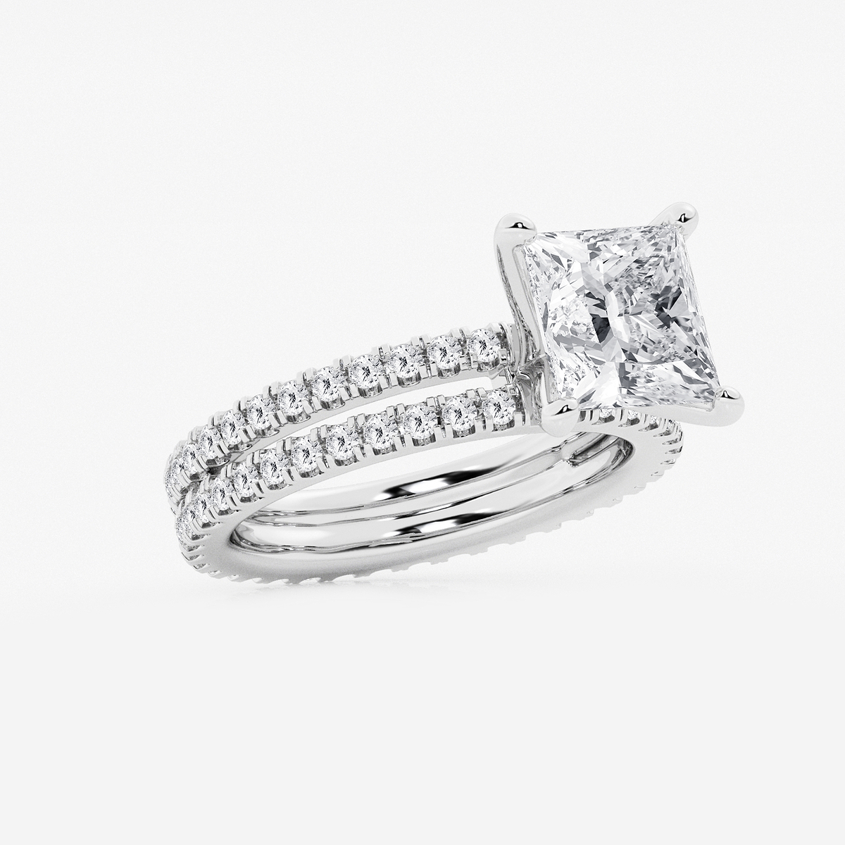 Additional Image 1 for  3 7/8 ctw Princess Lab Grown Diamond Split Double Band Eternity Engagement Ring