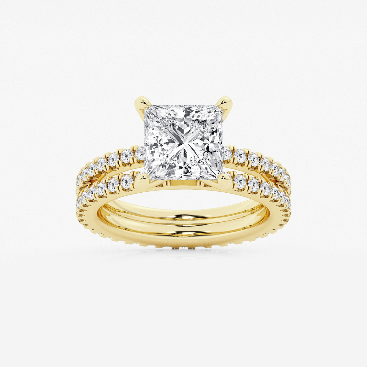 3 7/8 ctw Princess Lab Grown Diamond Split Double Band Eternity Engagement Ring