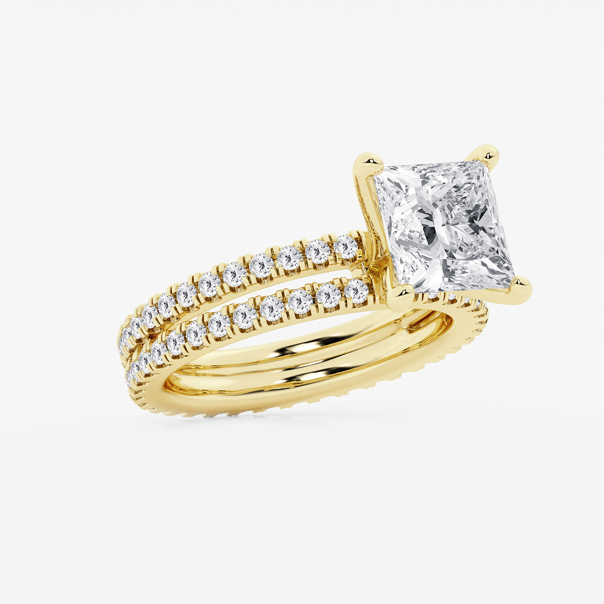 Additional Image 1 for  3 7/8 ctw Princess Lab Grown Diamond Split Double Band Eternity Engagement Ring