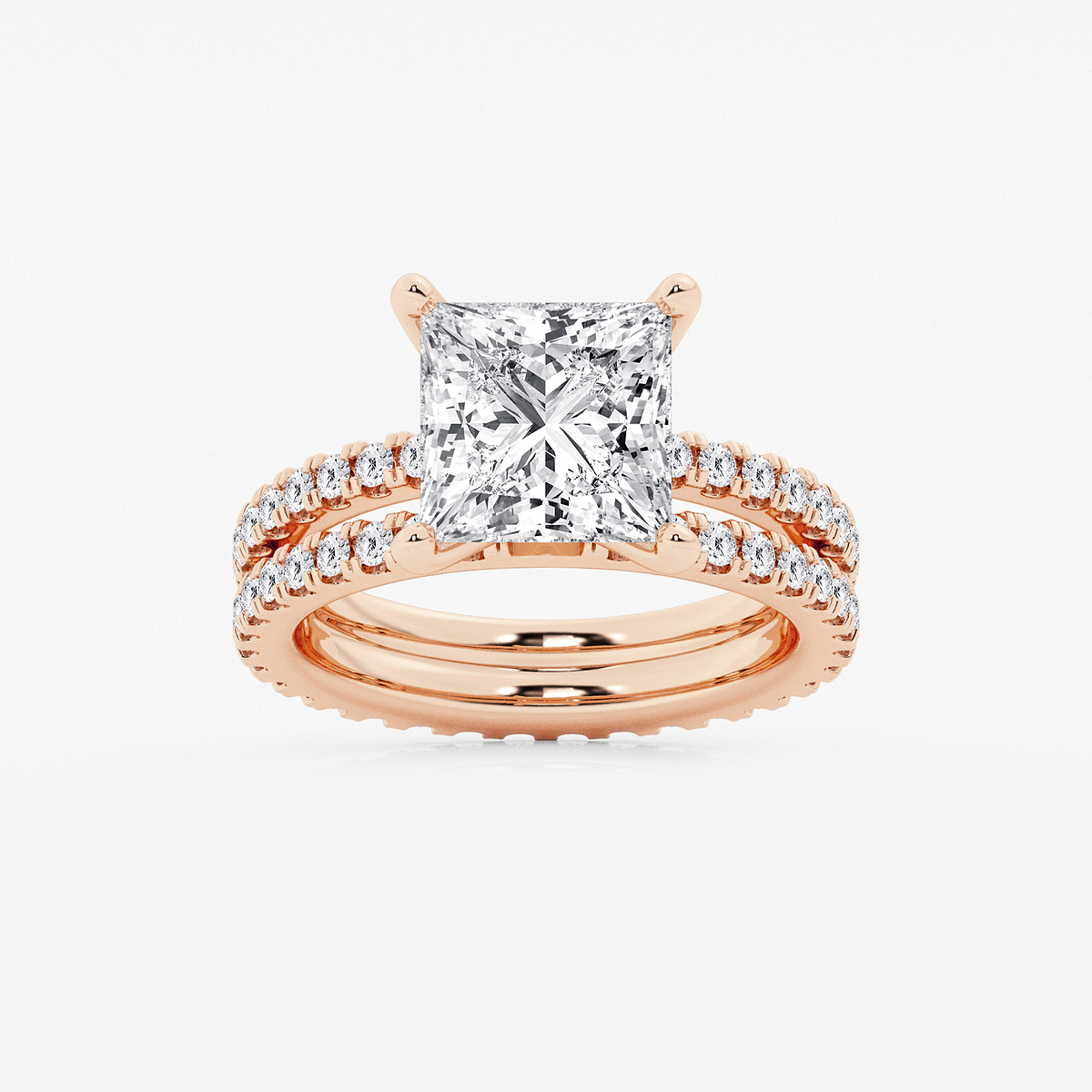 5 1/5 ctw Princess Lab Grown Diamond Split Double Band Eternity Engagement Ring