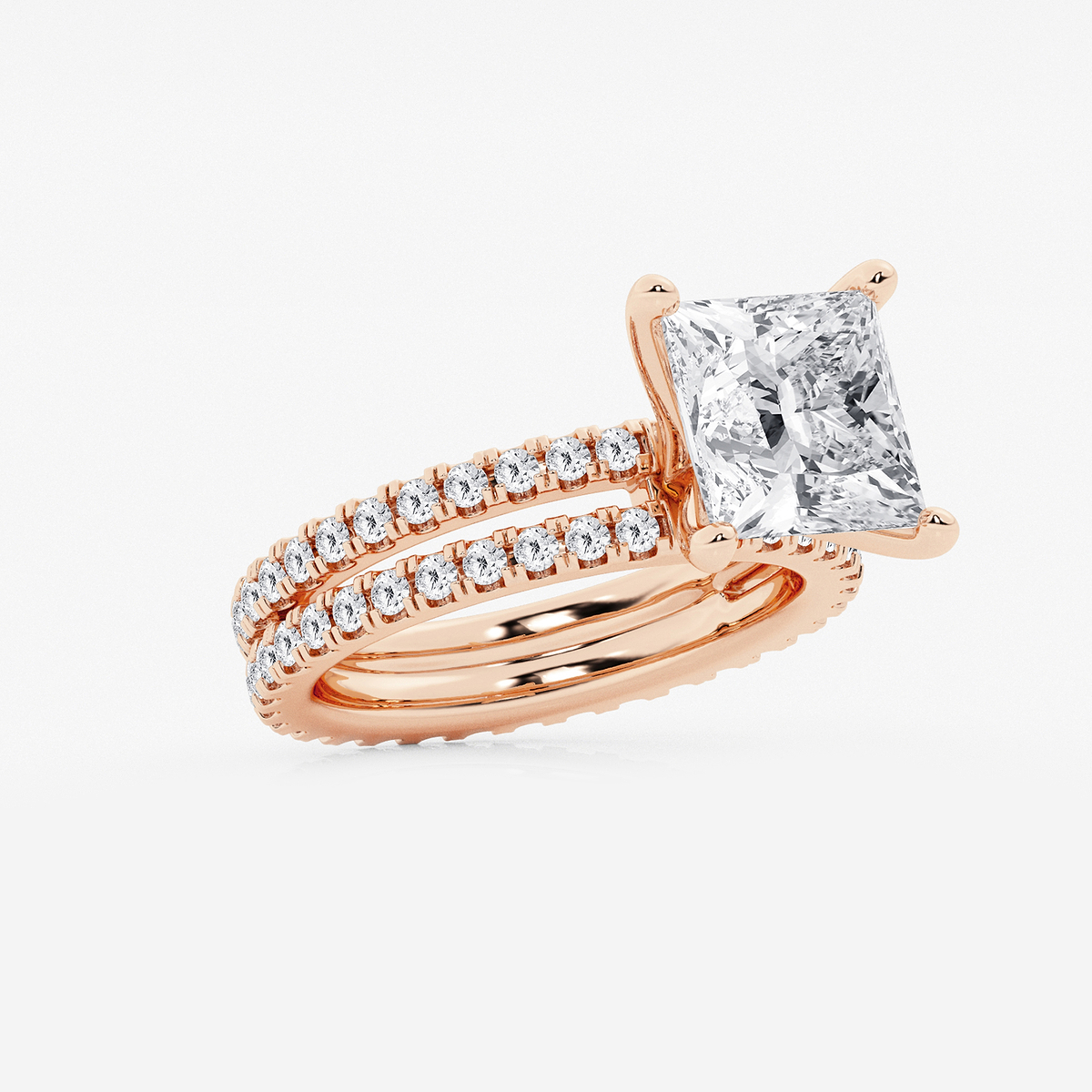 Additional Image 1 for  5 1/5 ctw Princess Lab Grown Diamond Split Double Band Eternity Engagement Ring