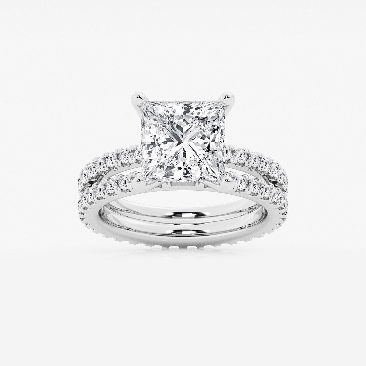 5 1/5 ctw Princess Lab Grown Diamond Split Double Band Eternity Engagement Ring