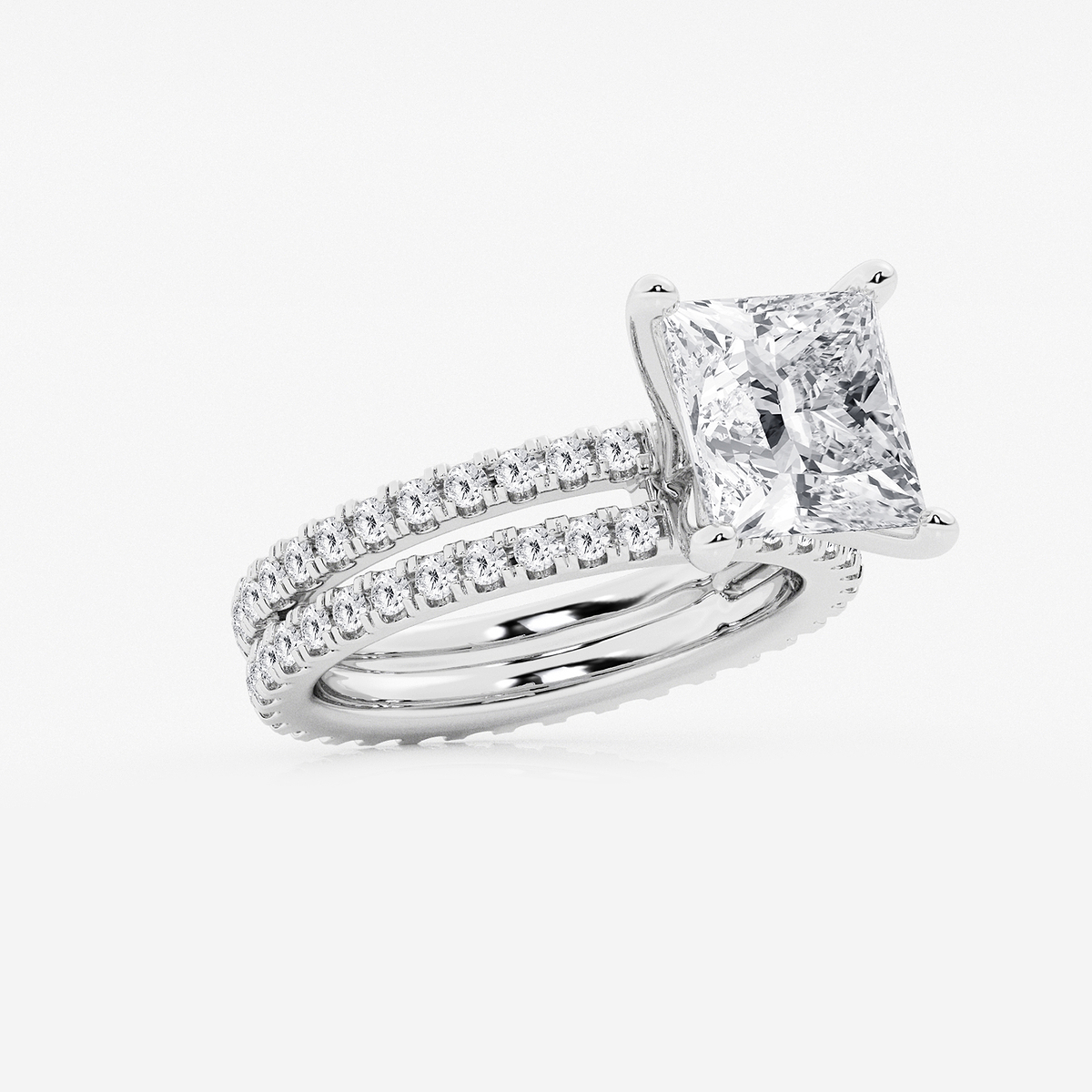 Additional Image 1 for  5 1/5 ctw Princess Lab Grown Diamond Split Double Band Eternity Engagement Ring