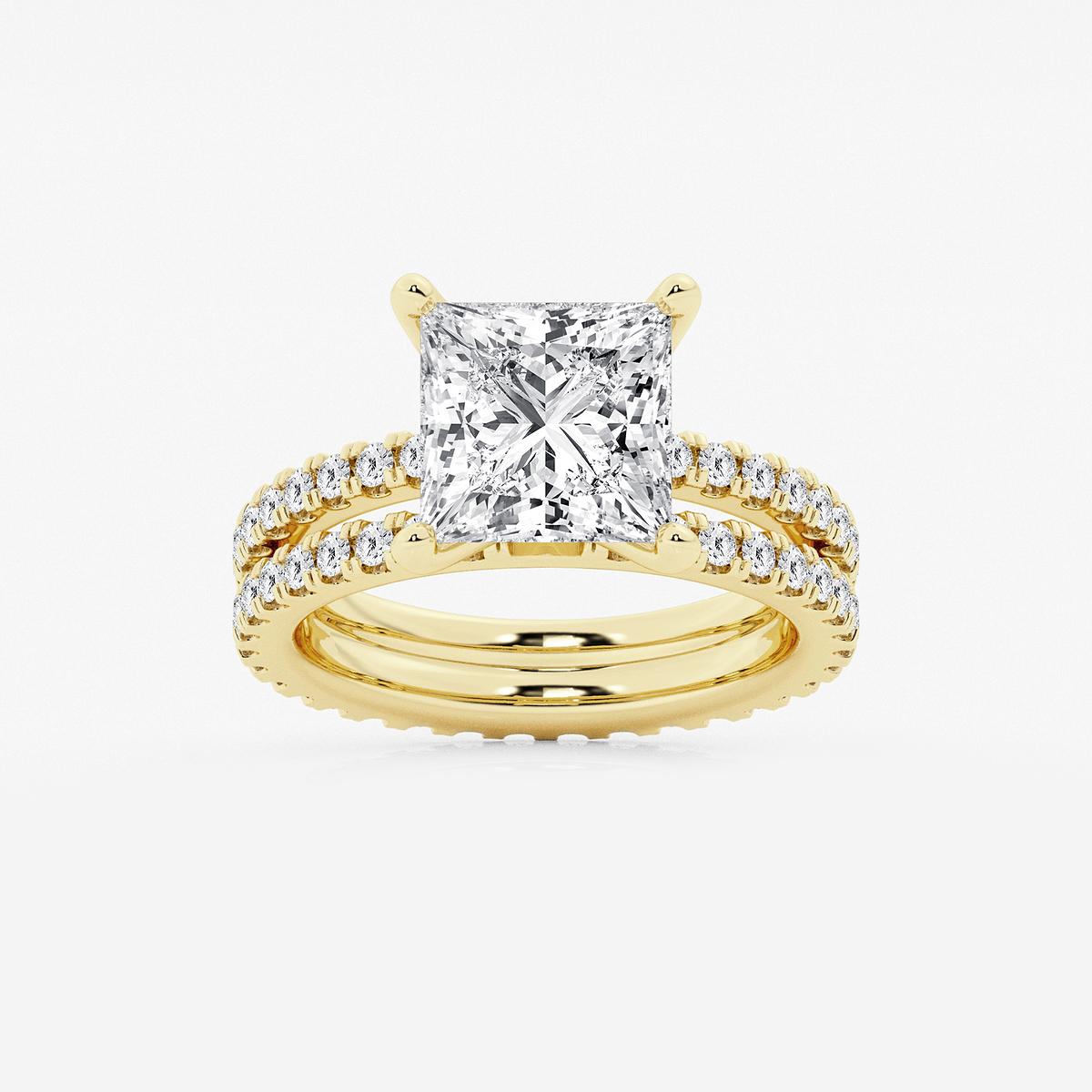 5 1/5 ctw Princess Lab Grown Diamond Split Double Band Eternity Engagement Ring