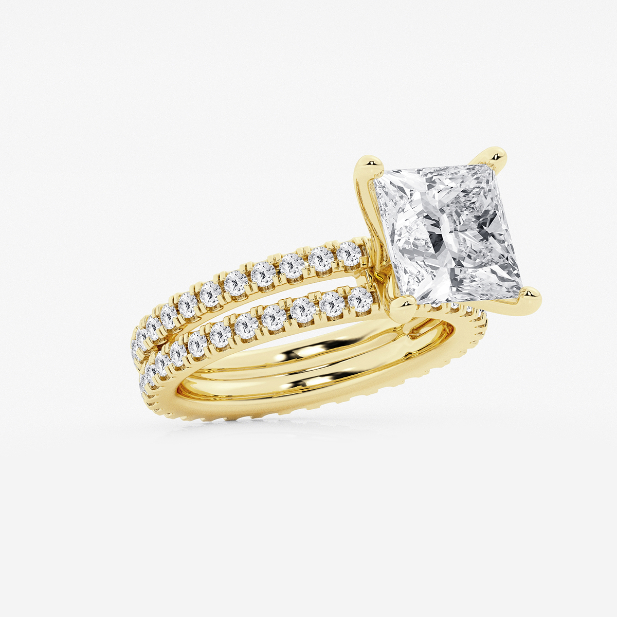 Additional Image 1 for  5 1/5 ctw Princess Lab Grown Diamond Split Double Band Eternity Engagement Ring