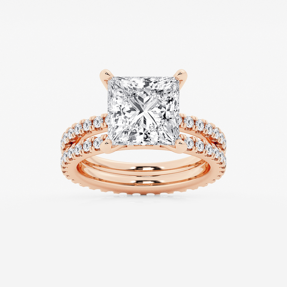 6 1/5 ctw Princess Lab Grown Diamond Split Double Band Eternity Engagement Ring
