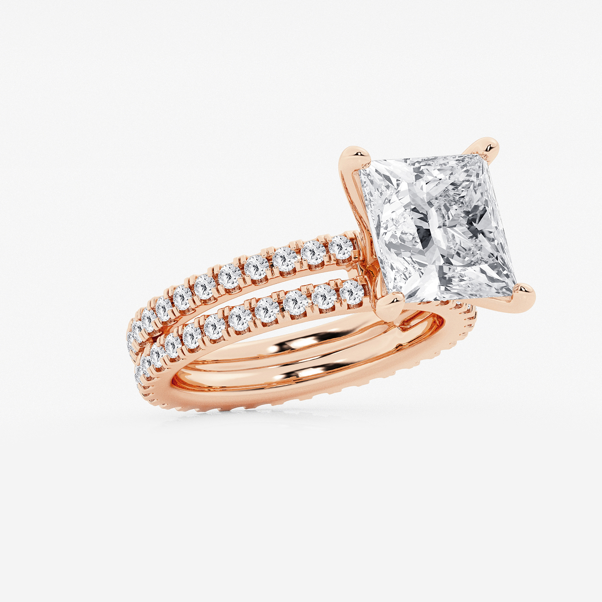 Additional Image 1 for  6 1/5 ctw Princess Lab Grown Diamond Split Double Band Eternity Engagement Ring