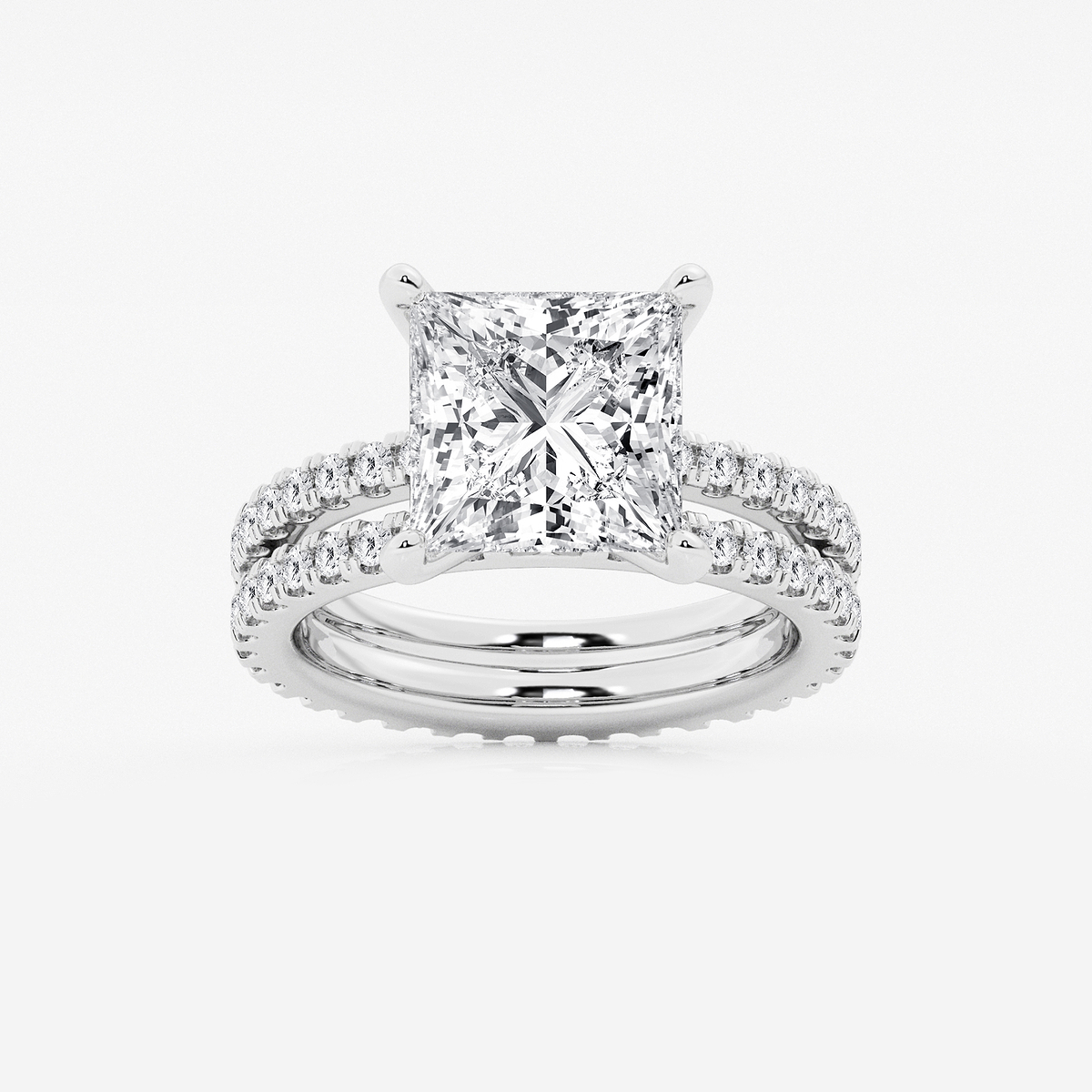 6 1/5 ctw Princess Lab Grown Diamond Split Double Band Eternity Engagement Ring