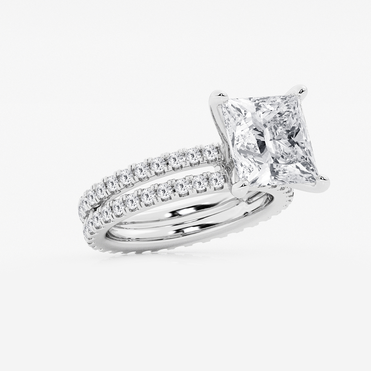 Additional Image 1 for  6 1/5 ctw Princess Lab Grown Diamond Split Double Band Eternity Engagement Ring