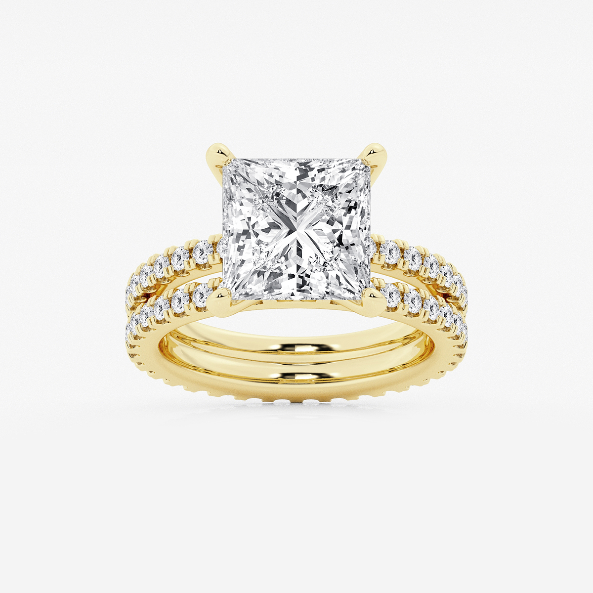 6 1/5 ctw Princess Lab Grown Diamond Split Double Band Eternity Engagement Ring
