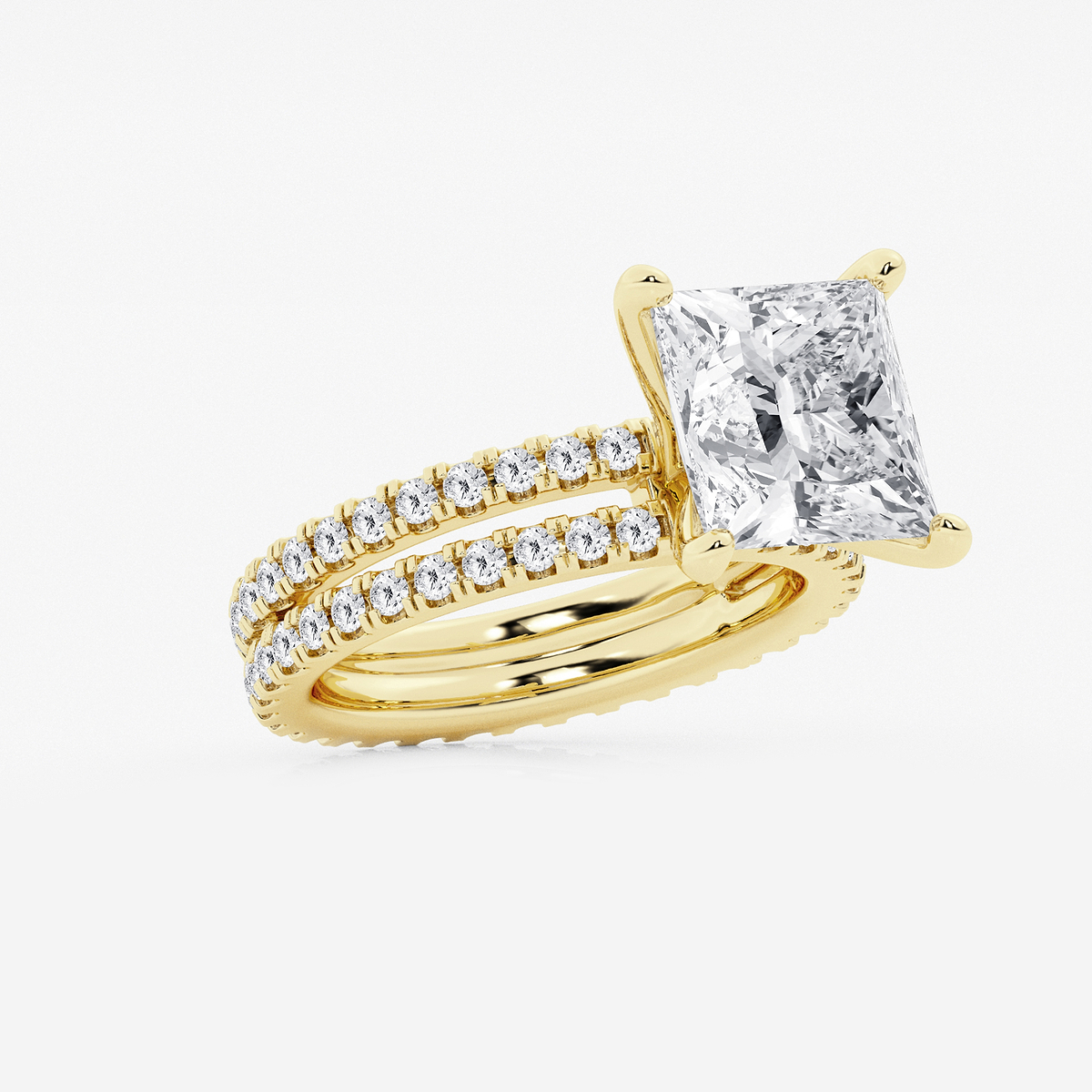 Additional Image 1 for  6 1/5 ctw Princess Lab Grown Diamond Split Double Band Eternity Engagement Ring