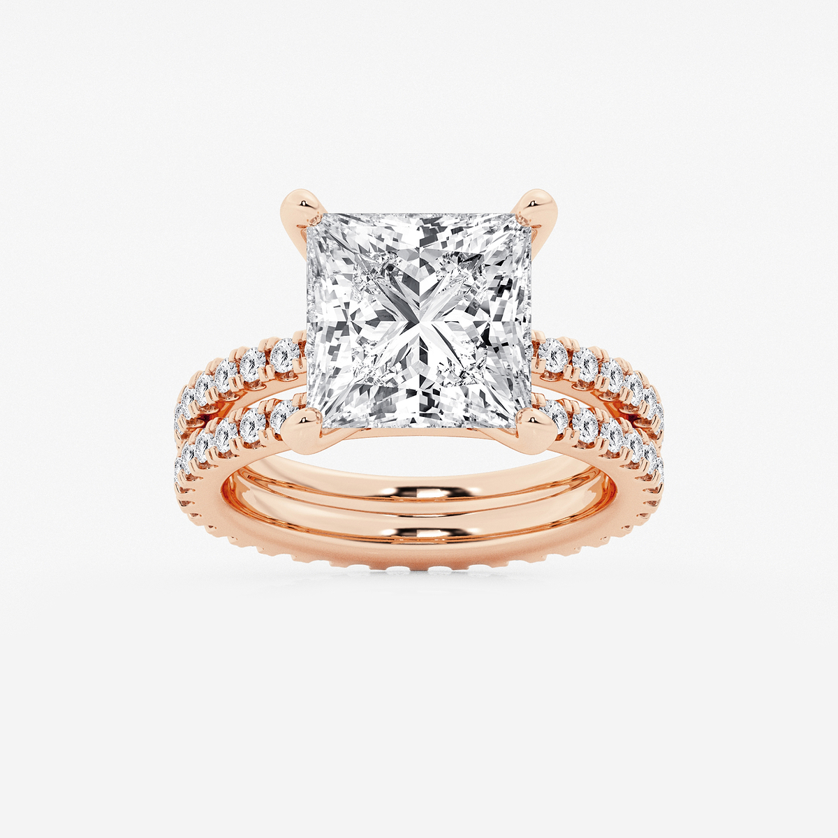 7 1/5 ctw Princess Lab Grown Diamond Split Double Band Eternity Engagement Ring