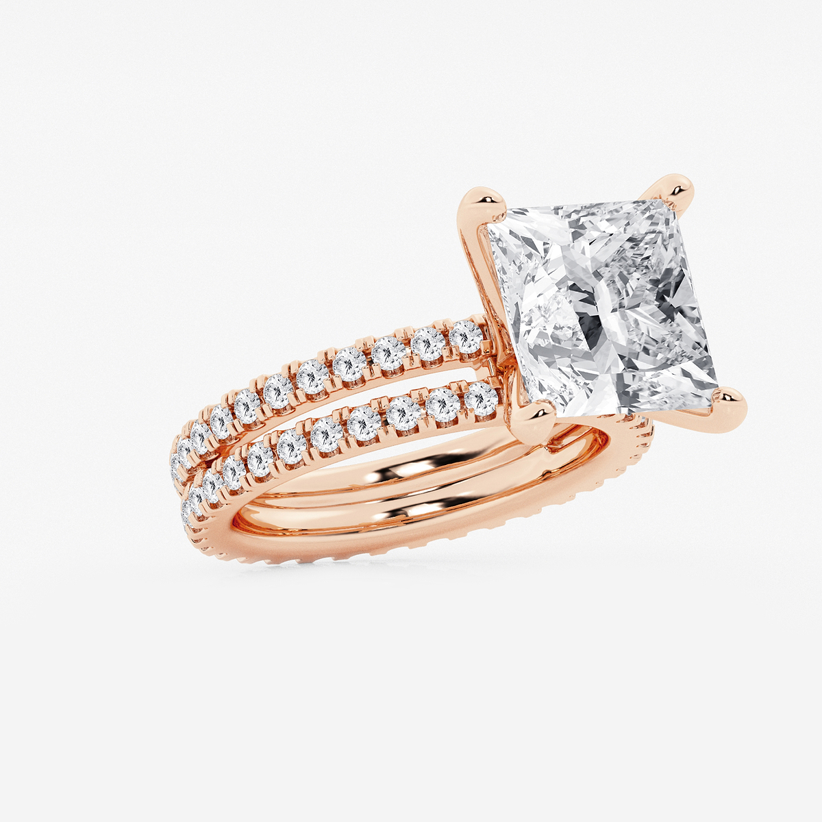 Additional Image 1 for  7 1/5 ctw Princess Lab Grown Diamond Split Double Band Eternity Engagement Ring