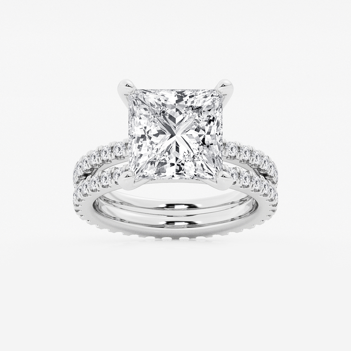 7 1/5 ctw Princess Lab Grown Diamond Split Double Band Eternity Engagement Ring
