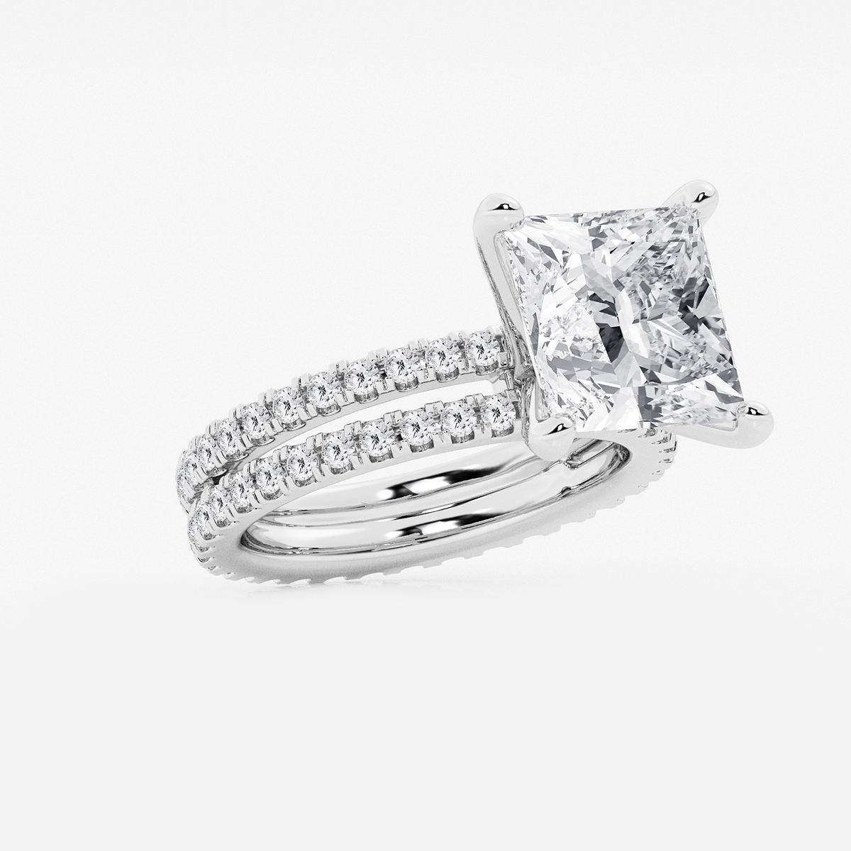 Additional Image 1 for  7 1/5 ctw Princess Lab Grown Diamond Split Double Band Eternity Engagement Ring