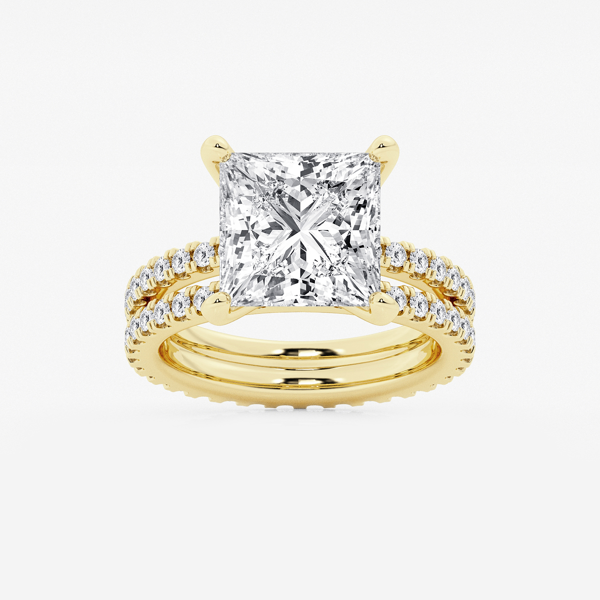 7 1/5 ctw Princess Lab Grown Diamond Split Double Band Eternity Engagement Ring