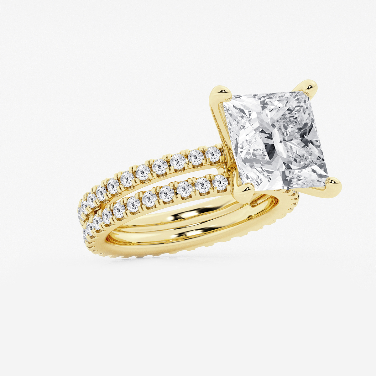 Additional Image 1 for  7 1/5 ctw Princess Lab Grown Diamond Split Double Band Eternity Engagement Ring