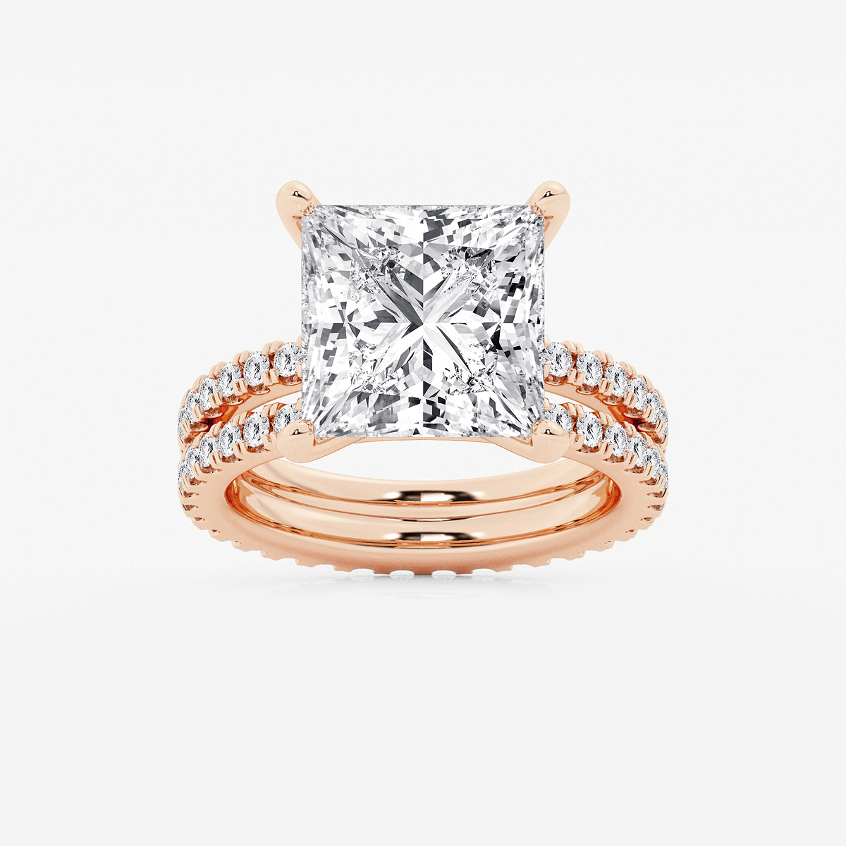 9 1/5 ctw Princess Lab Grown Diamond Split Double Band Eternity Engagement Ring