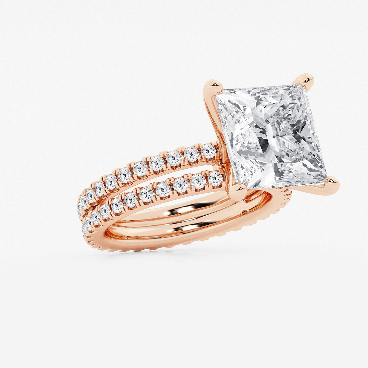 Additional Image 1 for  9 1/5 ctw Princess Lab Grown Diamond Split Double Band Eternity Engagement Ring