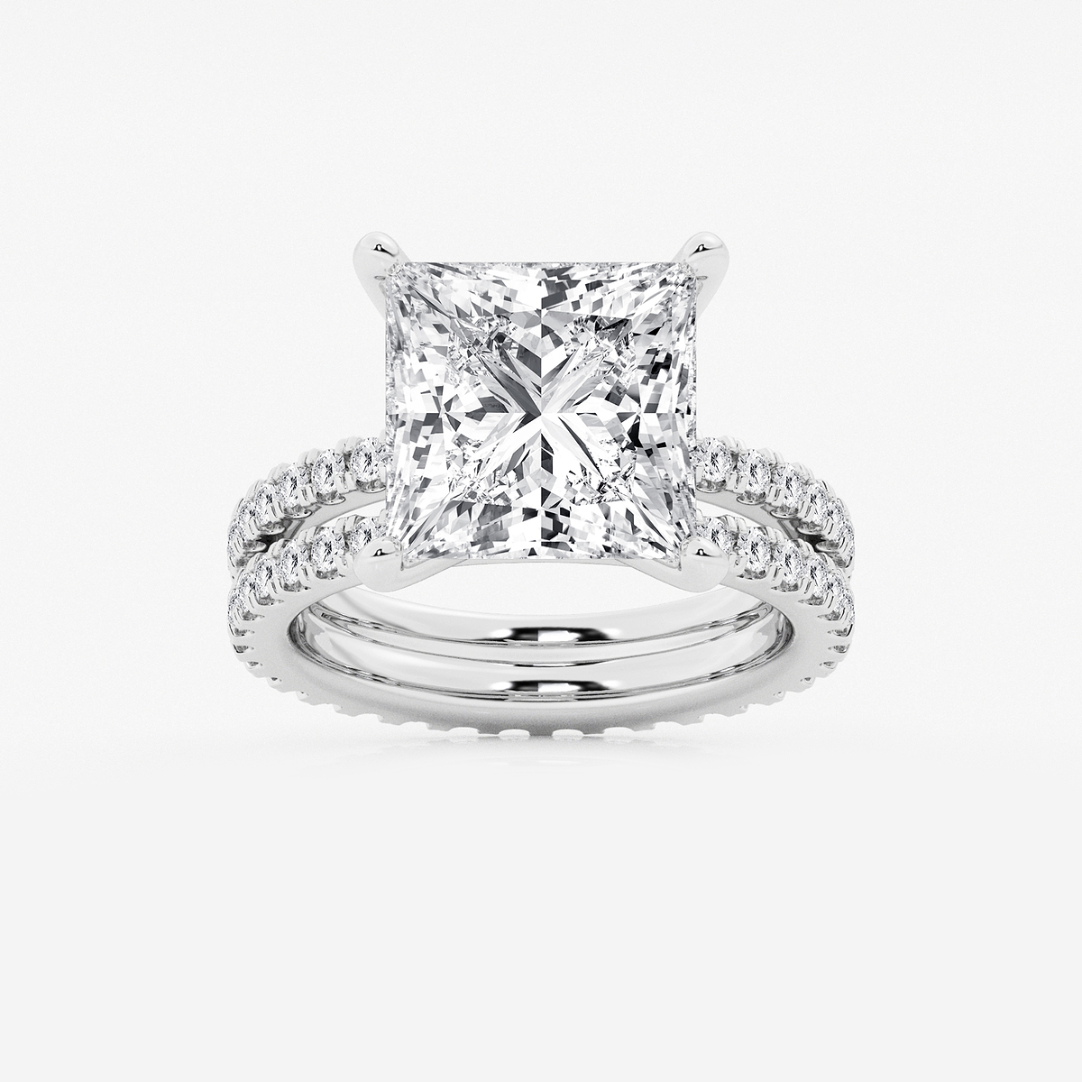 9 1/5 ctw Princess Lab Grown Diamond Split Double Band Eternity Engagement Ring