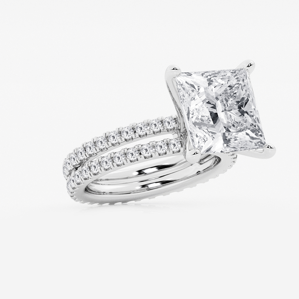 Additional Image 1 for  9 1/5 ctw Princess Lab Grown Diamond Split Double Band Eternity Engagement Ring