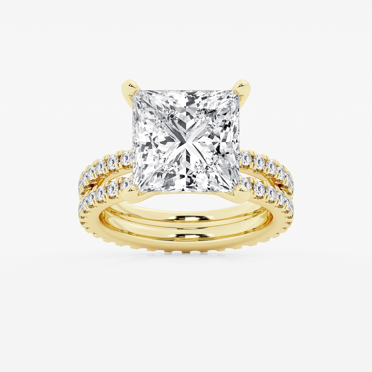 9 1/5 ctw Princess Lab Grown Diamond Split Double Band Eternity Engagement Ring