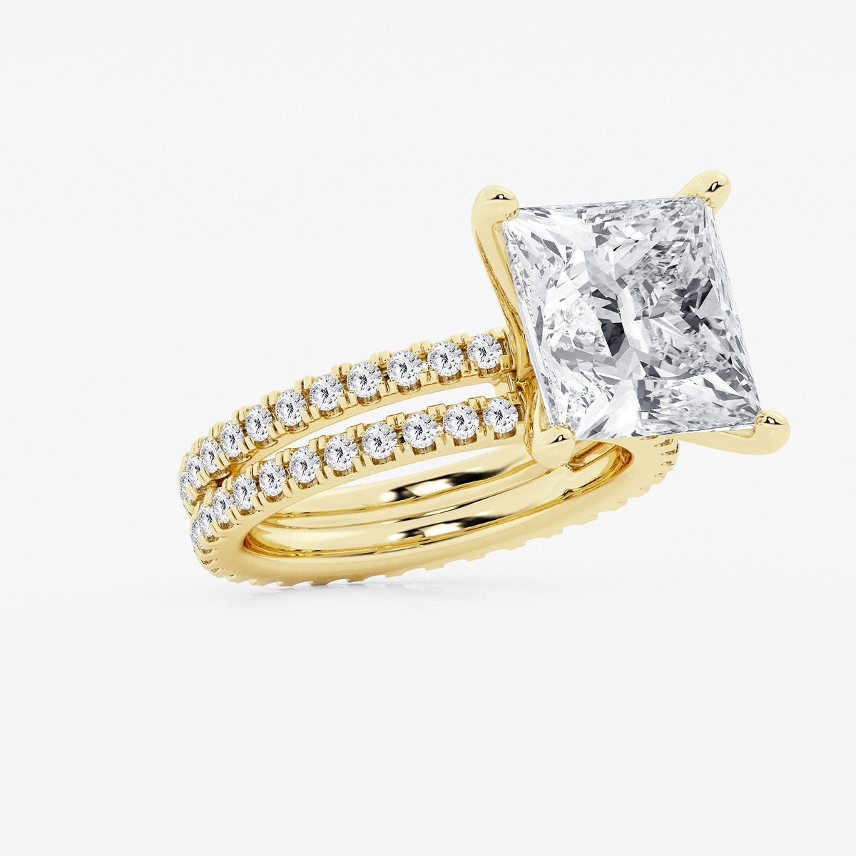 Additional Image 1 for  9 1/5 ctw Princess Lab Grown Diamond Split Double Band Eternity Engagement Ring