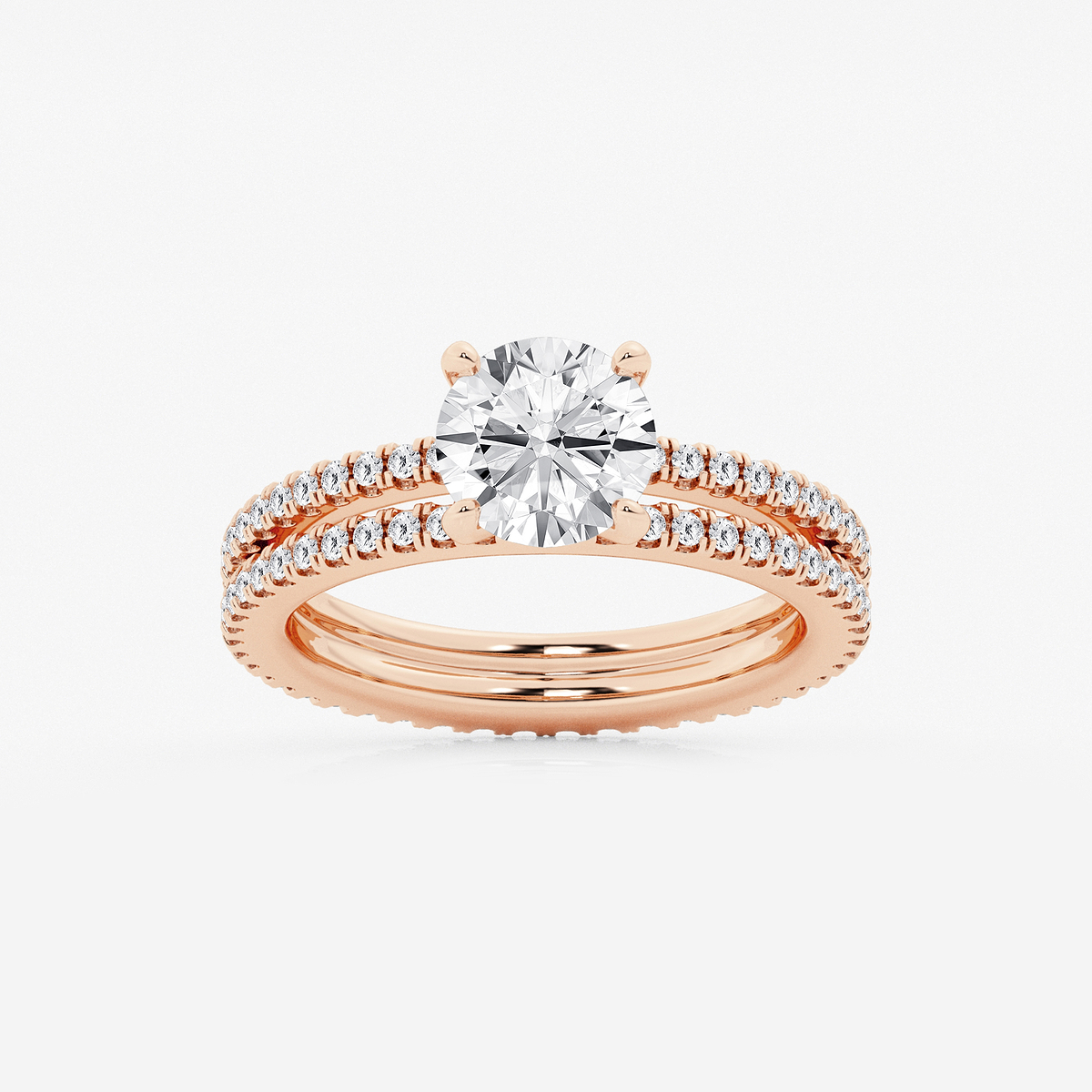 2 1/5 ctw Round Lab Grown Diamond Split Double Band Eternity Engagement Ring