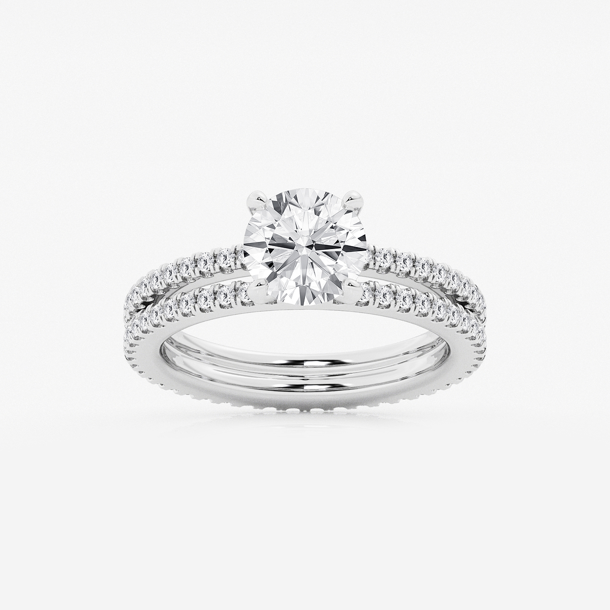 2 1/5 ctw Round Lab Grown Diamond Split Double Band Eternity Engagement Ring