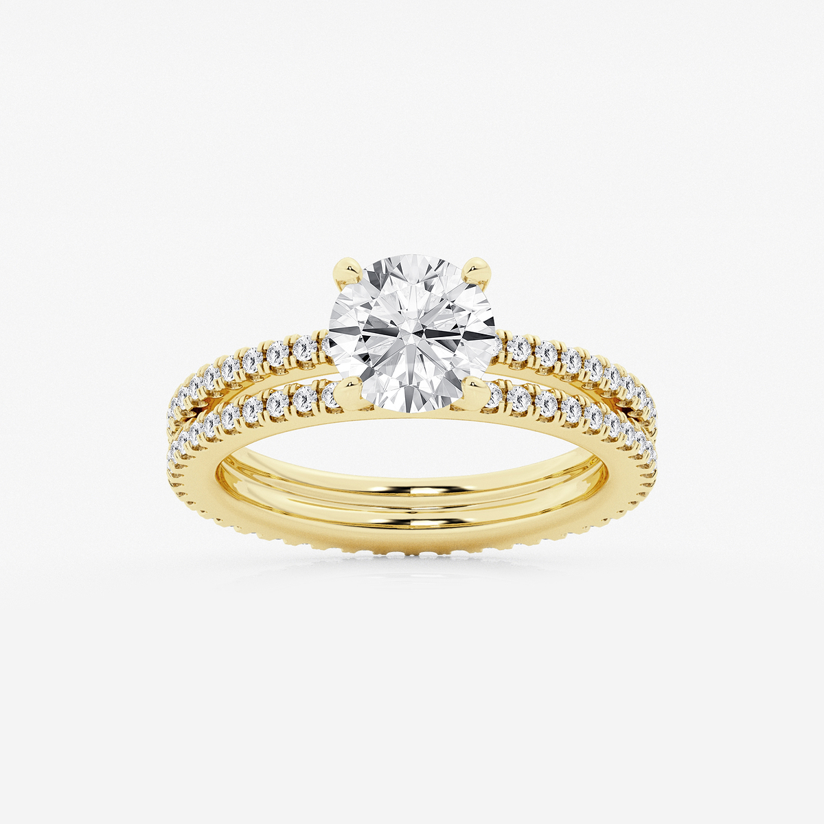 2 1/5 ctw Round Lab Grown Diamond Split Double Band Eternity Engagement Ring