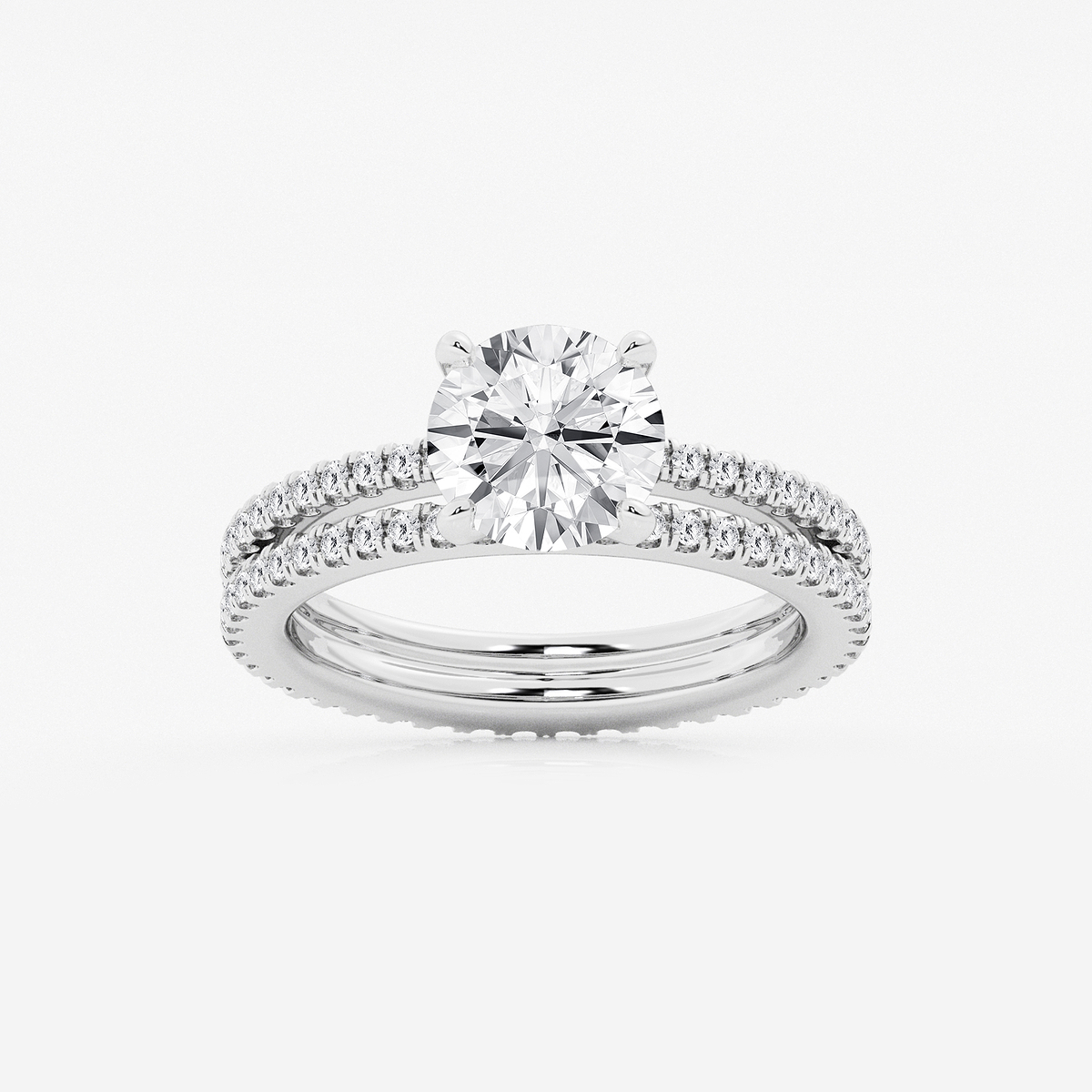 2 3/4 ctw Round Lab Grown Diamond Split Double Band Eternity Engagement Ring