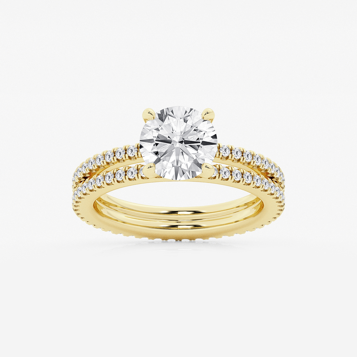 2 3/4 ctw Round Lab Grown Diamond Split Double Band Eternity Engagement Ring