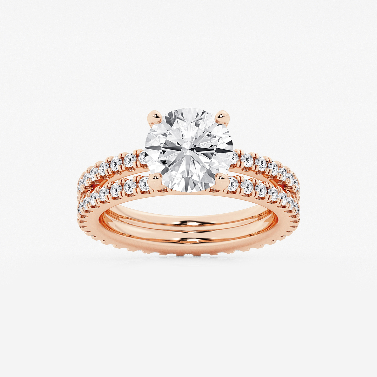 3 2/5 ctw Round Lab Grown Diamond Split Double Band Eternity Engagement Ring