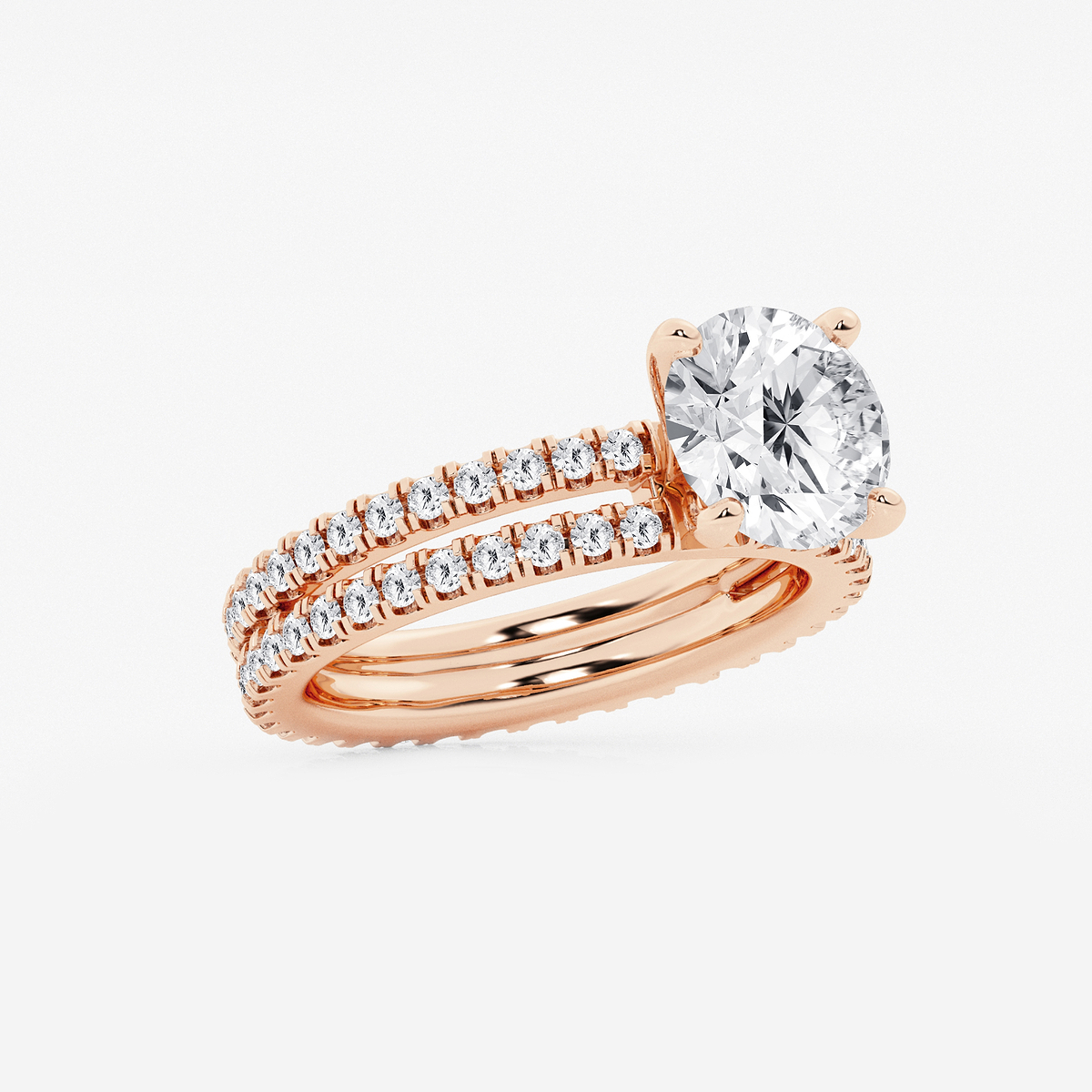 Additional Image 1 for  3 2/5 ctw Round Lab Grown Diamond Split Double Band Eternity Engagement Ring