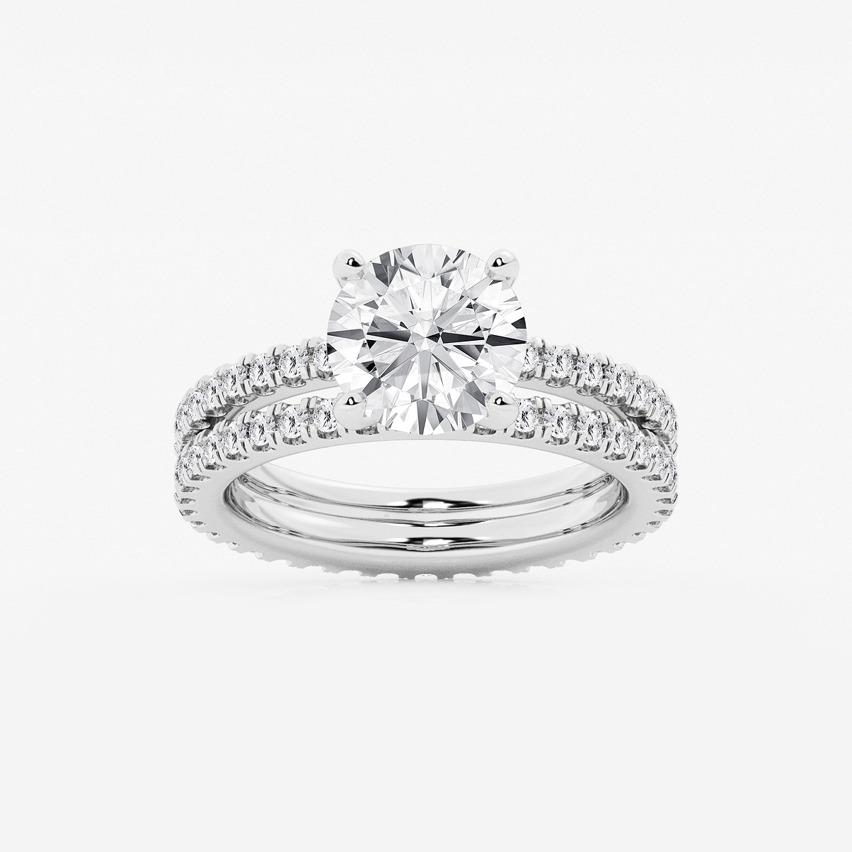 3 2/5 ctw Round Lab Grown Diamond Split Double Band Eternity Engagement Ring