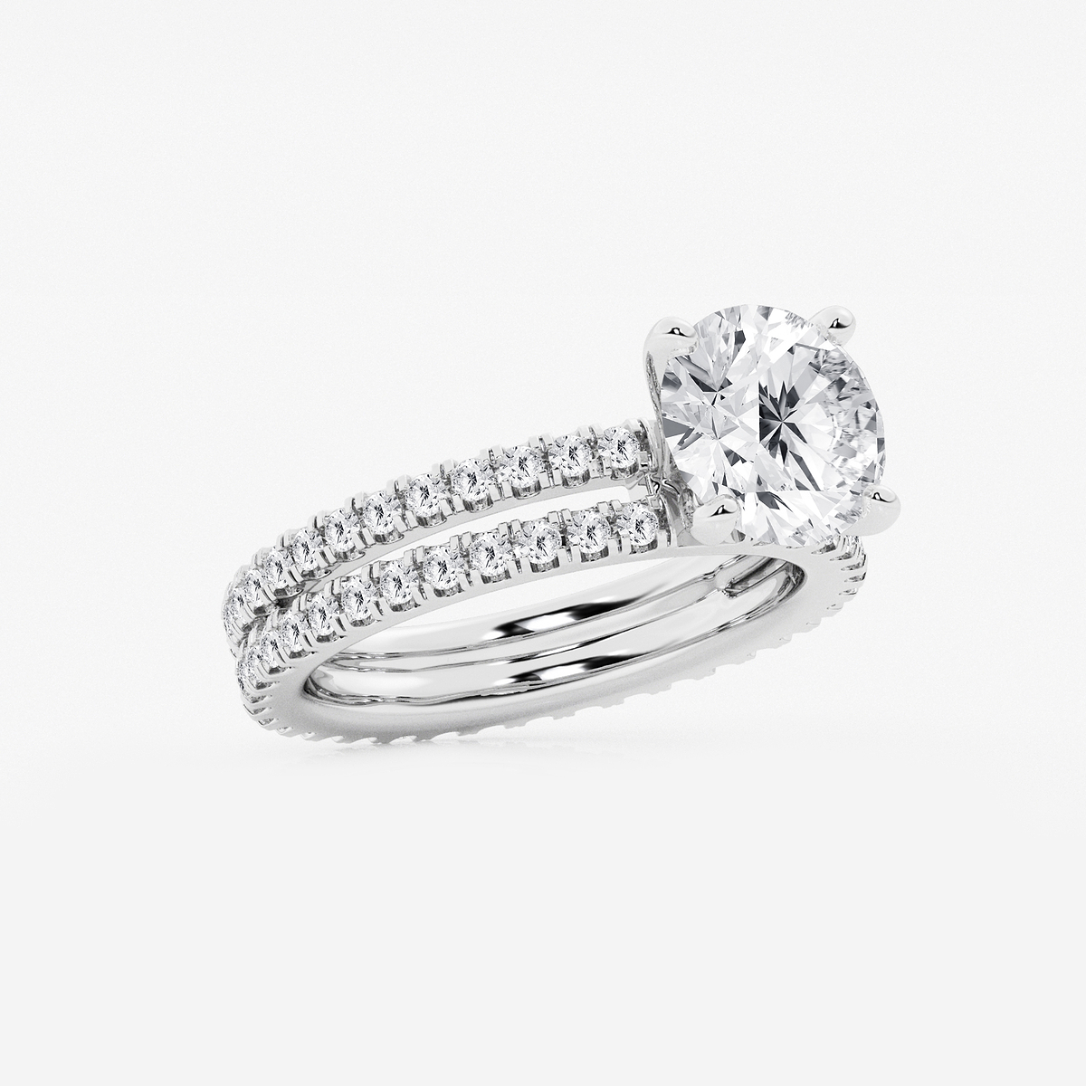 Additional Image 1 for  3 2/5 ctw Round Lab Grown Diamond Split Double Band Eternity Engagement Ring