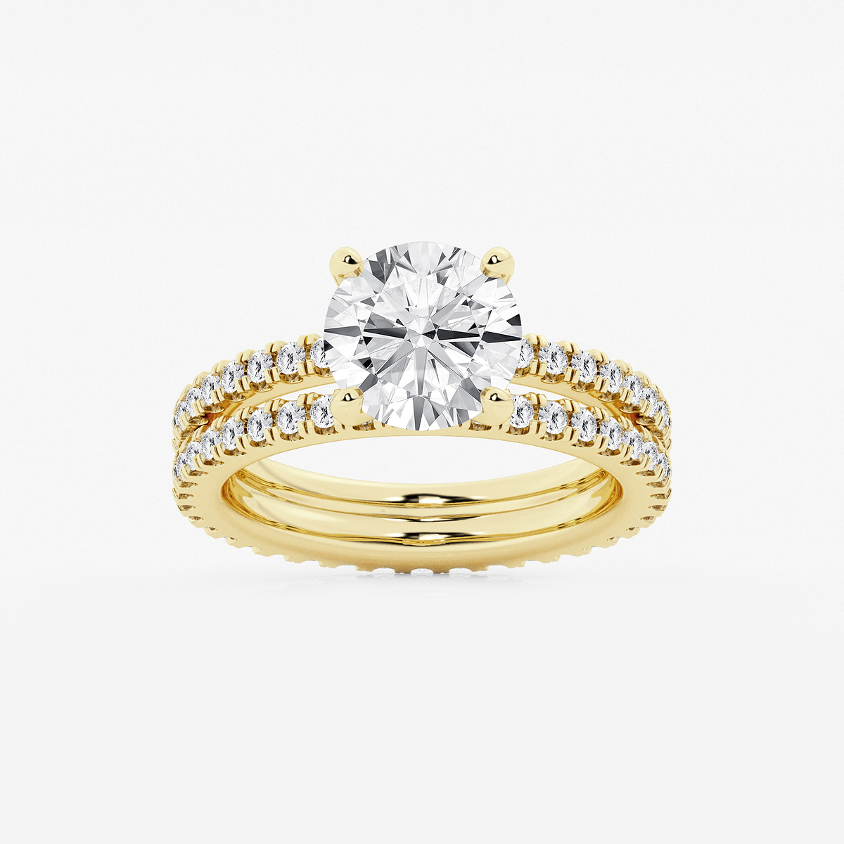 3 2/5 ctw Round Lab Grown Diamond Split Double Band Eternity Engagement Ring