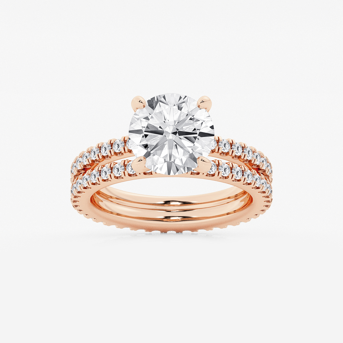 3 7/8 ctw Round Lab Grown Diamond Split Double Band Eternity Engagement Ring