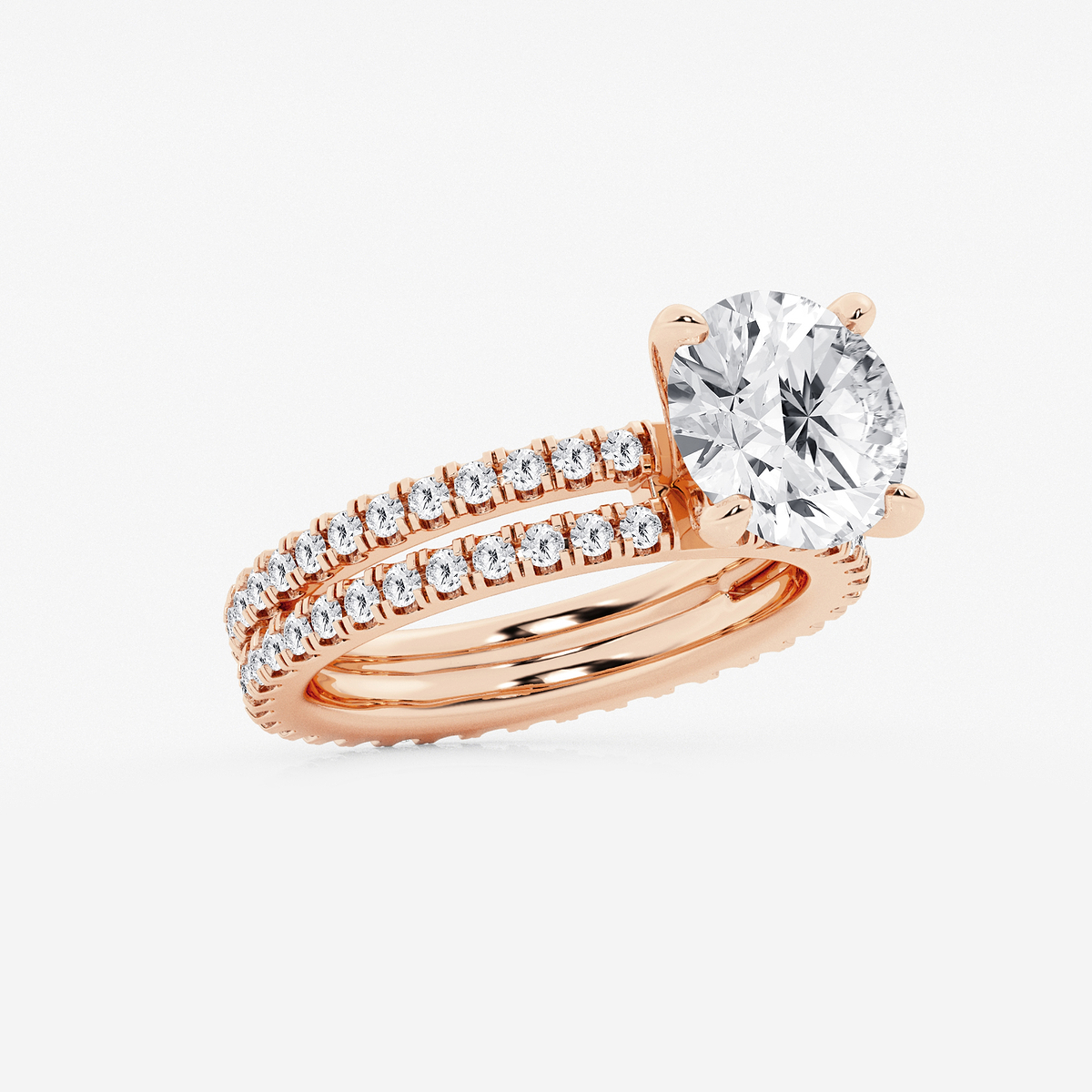 Additional Image 1 for  3 7/8 ctw Round Lab Grown Diamond Split Double Band Eternity Engagement Ring