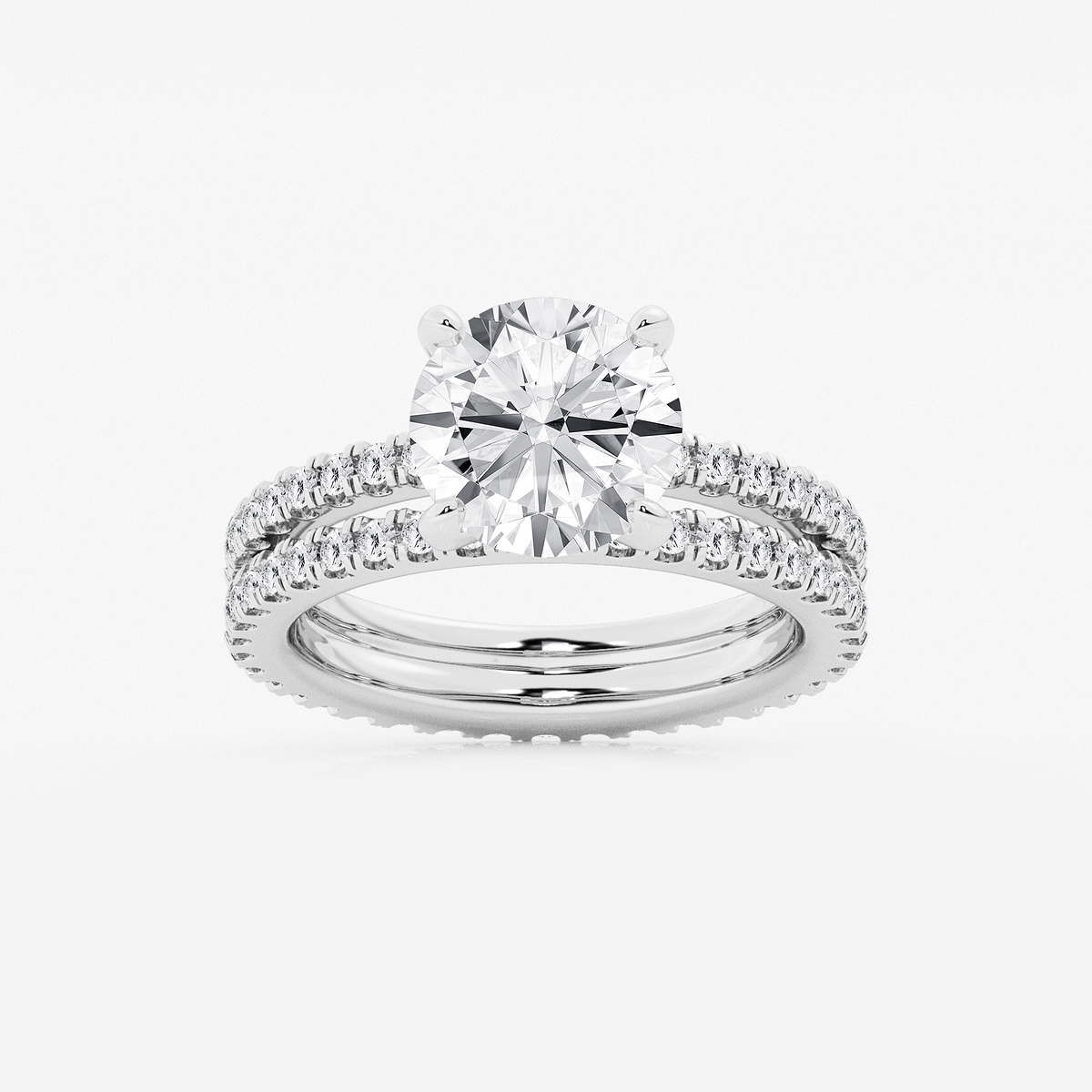 3 7/8 ctw Round Lab Grown Diamond Split Double Band Eternity Engagement Ring