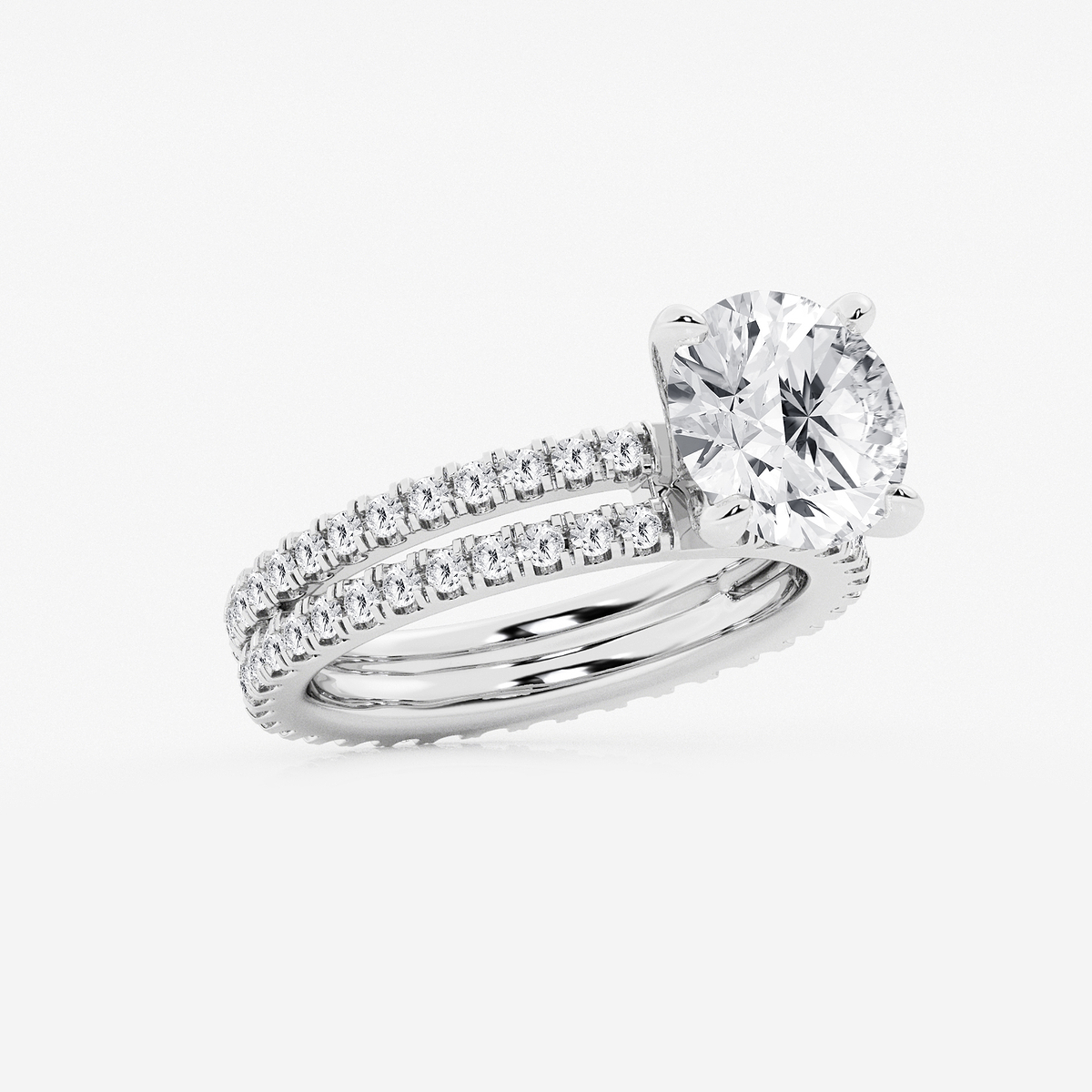 Additional Image 1 for  3 7/8 ctw Round Lab Grown Diamond Split Double Band Eternity Engagement Ring