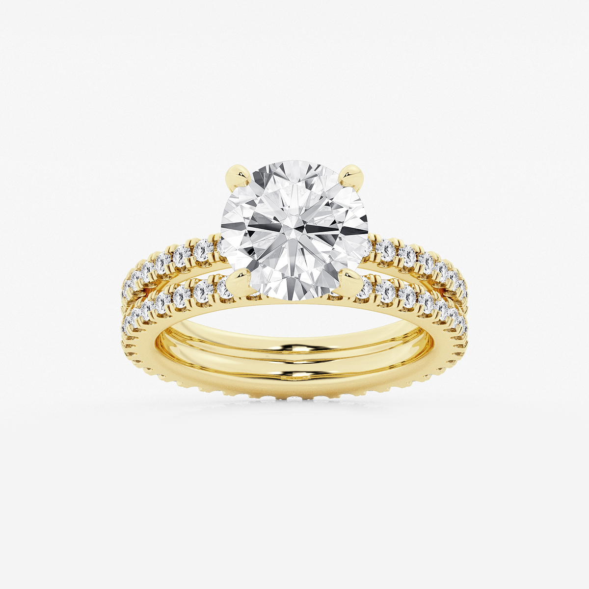 3 7/8 ctw Round Lab Grown Diamond Split Double Band Eternity Engagement Ring