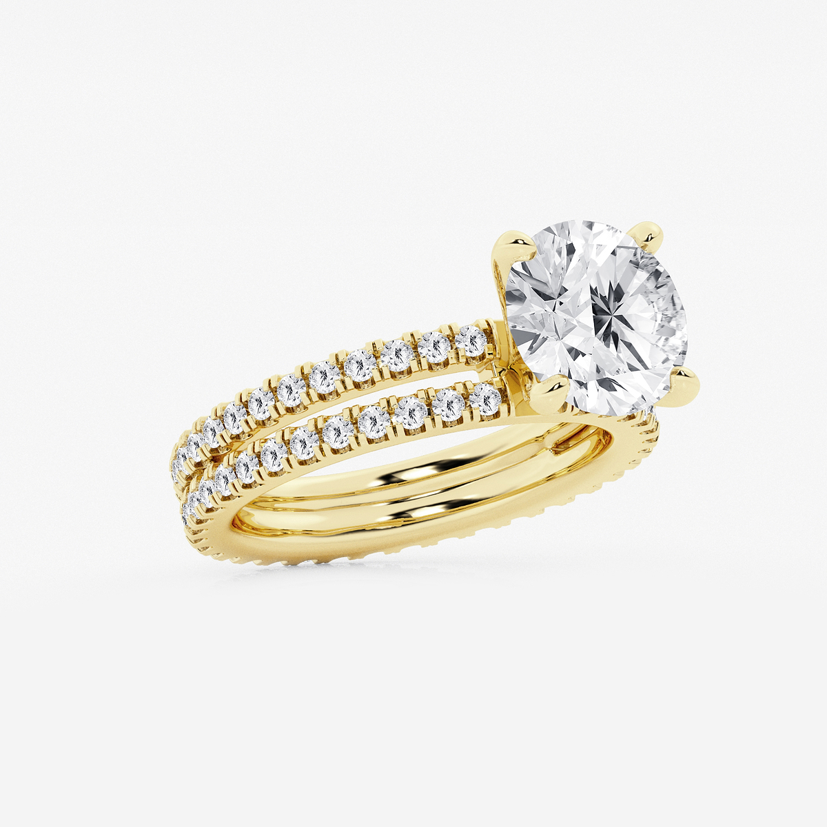 Additional Image 1 for  3 7/8 ctw Round Lab Grown Diamond Split Double Band Eternity Engagement Ring
