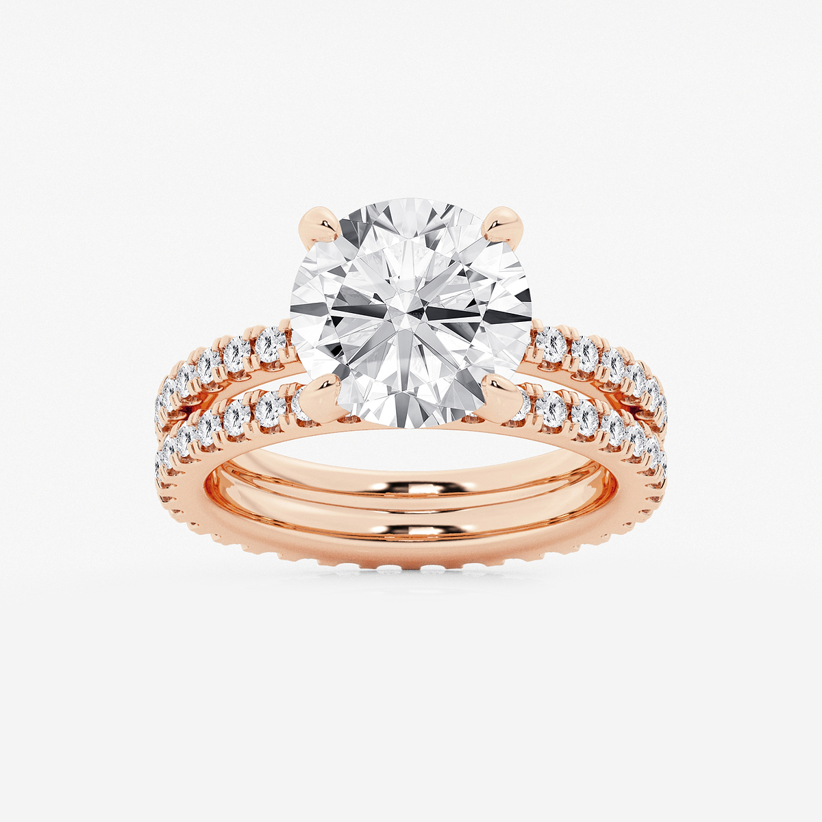 5 1/5 ctw Round Lab Grown Diamond Split Double Band Eternity Engagement Ring