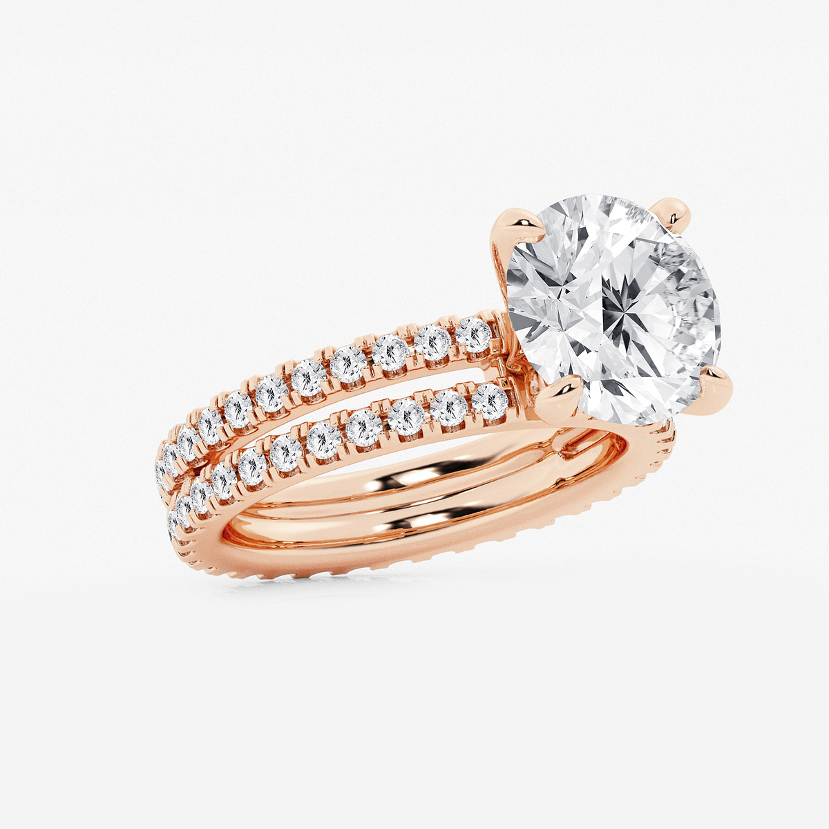 Additional Image 1 for  5 1/5 ctw Round Lab Grown Diamond Split Double Band Eternity Engagement Ring