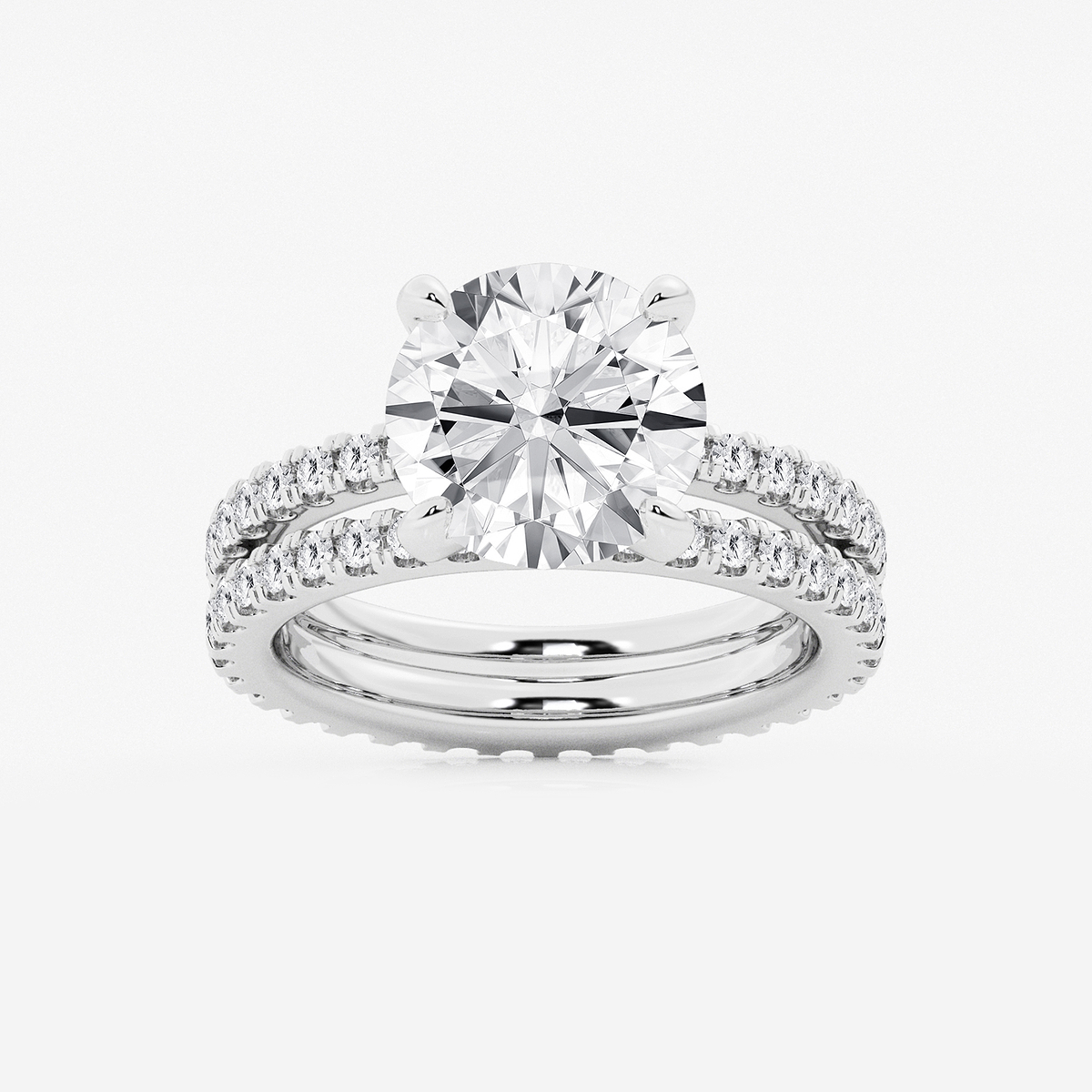 5 1/5 ctw Round Lab Grown Diamond Split Double Band Eternity Engagement Ring